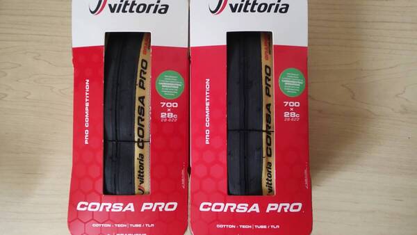 Vittoria CORSA PRO ヴィットリア コルサ プロ TLR 28C ブラック/パラ 未使用/2本セット 送料無料
