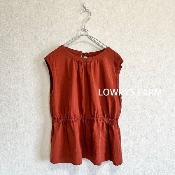 LOWRYS FARM ローリーズファーム|バックリボンノースリーブブラウストップス オレンジブラウン F|薄手 テラコッタカラー