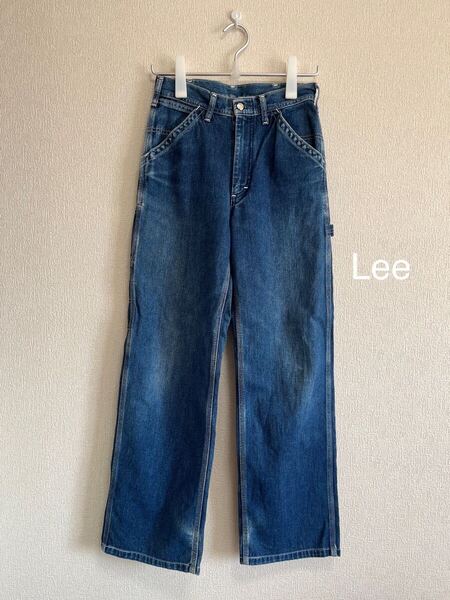 Lee リー|ペインターパンツ ブルー系 サイズ不明|デニムパンツ 太めストレート ユーズド ダメージ有り