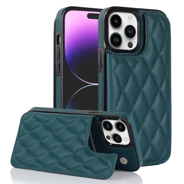 iPhone 13 pro レザーケース アイフォン13 プロ キルティングケース iPhone13 pro カバー 手帳型 カード収納 背面 グリーン
