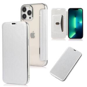 iPhone 12 mini クリアケース アイフォン12 ミニ レザーケース iPhone 12 mini カバー 透明 手帳型 シルバー