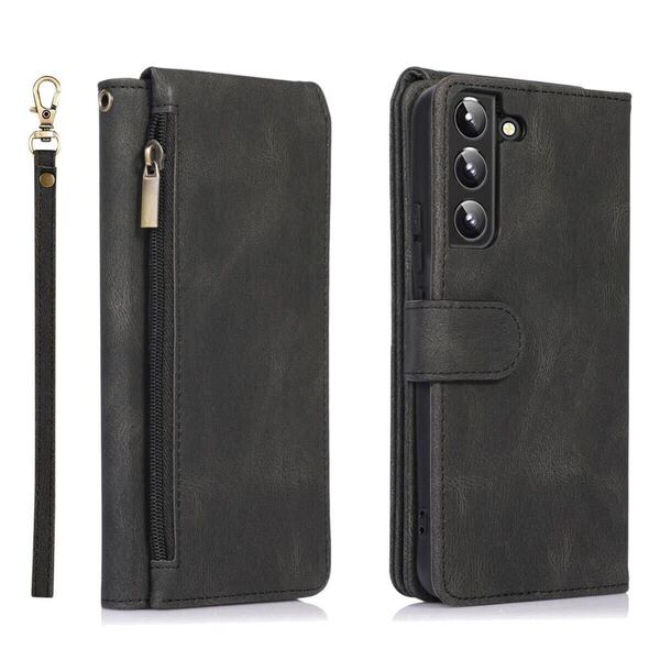 Galaxy S25 レザーケース ギャラクシー s25 ケース galaxy s25 カバー SC-51F SCG31 手帳型 カード収納 お財布付き ストラップ付き 黒
