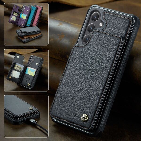 Galaxy S25 レザーケース ギャラクシー s25 ケース galaxy s25 カバー SC-51F SCG31 背面 カード収納 C ブラック