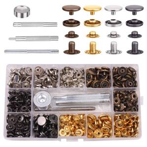 【在庫処分】ホック打ち工具 パーツ スナップ留め具 カシメ打ち具セット DIY 収納ケース付き 120個セット カシメセット 手作