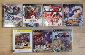 プレステ3 PS3 ゲームソフト 7本セット まとめて(ガンダム無双 戦国無双4 実況パワフルプロ野球 ドラゴンクエストビルダーズほか) 現状品