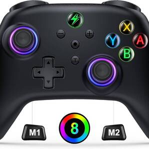 Switch コントローラー 8色LEDライトスイッチ コントローラー マクロ機能 Bluetooth接続 16時間使用 1000mAh大容量