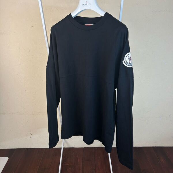 【レア美品】MONCLER モンクレールデカワッペンロンT長袖Tシャツ黒XS