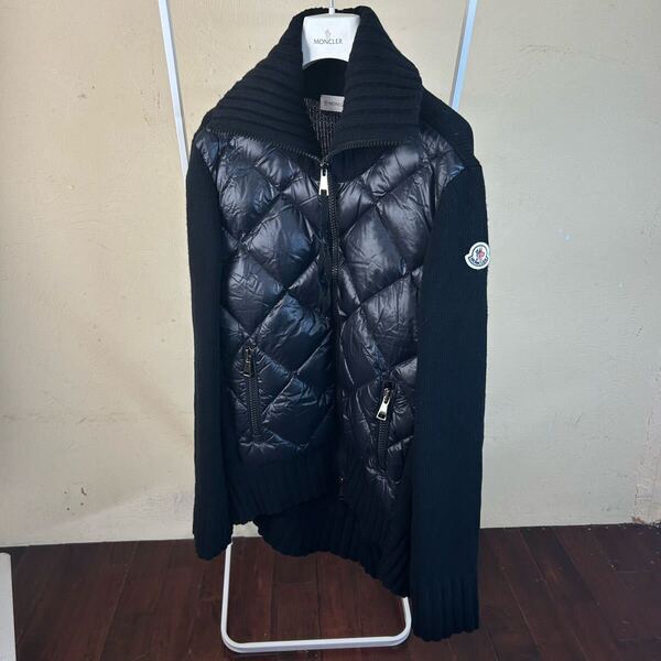 【美品】MONCLER モンクレールニットカーディガンダウンジャケット黒M