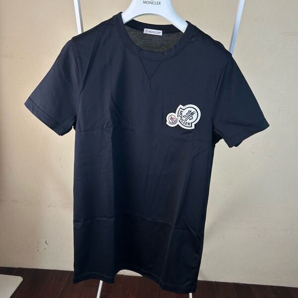 【未使用に近い】MONCLER モンクレールダブルワッペン半袖Tシャツ黒xs