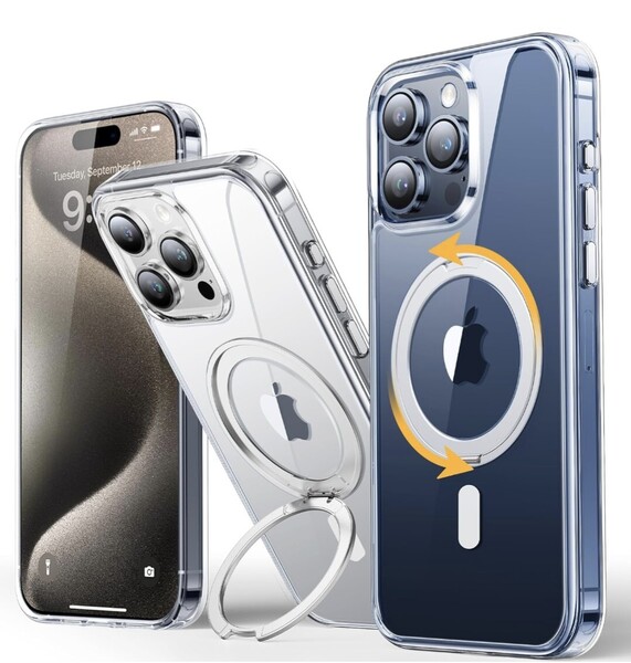 Andobil iPhone 15 Promax ケース Magsafe対応&両面マグネット ワイアレス充電対応 衝撃吸収 カバー スマホ ホルダー スタンド 360度