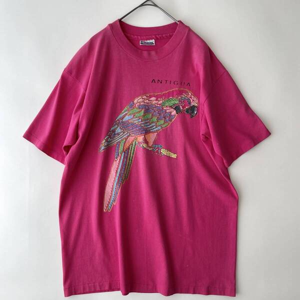 80s VINTAGE TEE -Hanes- size/L (ic) USA製 ヴィンテージ古着 ヘインズ 丸胴 シングルステッチ アニマル バードプリント Tシャツ 半袖 鳥