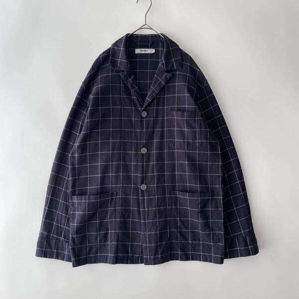 District UNITED ARROWS size/M (iz) 春夏 ディストリクト シャツジャケット 3ボタン アンコン ウインドウペーン ネイビー 紺 SHIRT JACKET