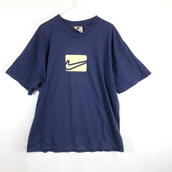 90s NIKE ナイキ 半袖Tシャツ ネイビー Lサイズ HYT JUST DO IT