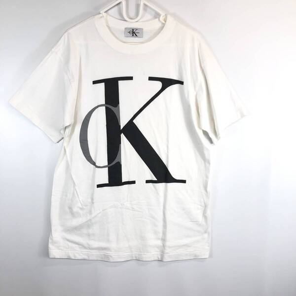 90s Calvin Klein jeans カルバンクラインジーンズ 半袖Tシャツ ホワイト シングルステッチ