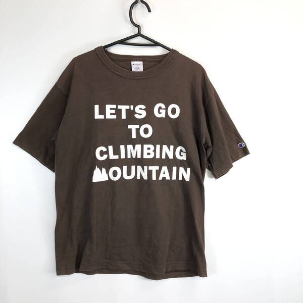 USA製 チャンピオン Champion T1011 半袖Tシャツ こげ茶 Lサイズ let's go to climbing mountain