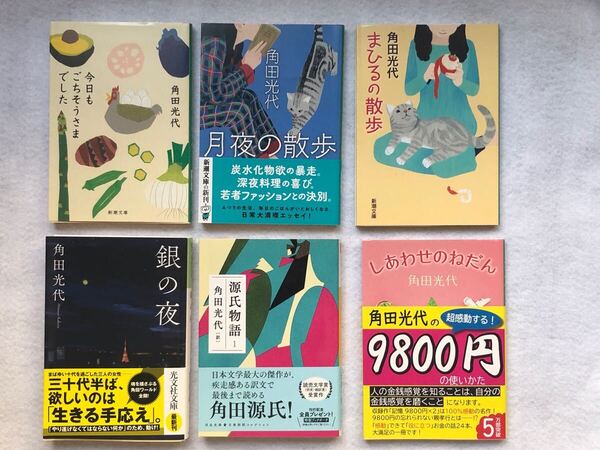 「今日もごちそうさまでした」「月夜の散歩」「まひるの散歩」「銀の夜」「源氏物語」「しあわせのねだん」角田光代/著