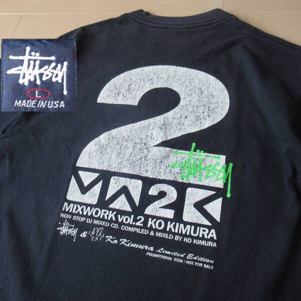 ★即決送込★プロモ非売品Tee 90s STUSSY USA製 old oldstussy ステューシーオールド 半袖 T-shirs Tee Tシャツ M l xl 紺タグ kimura ko