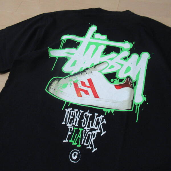 ★即決送込★希少初期カスタムメイド L STUSSY new slick flavor T-shirt Tシャツ old oldstussy オールド ステューシー x old skool