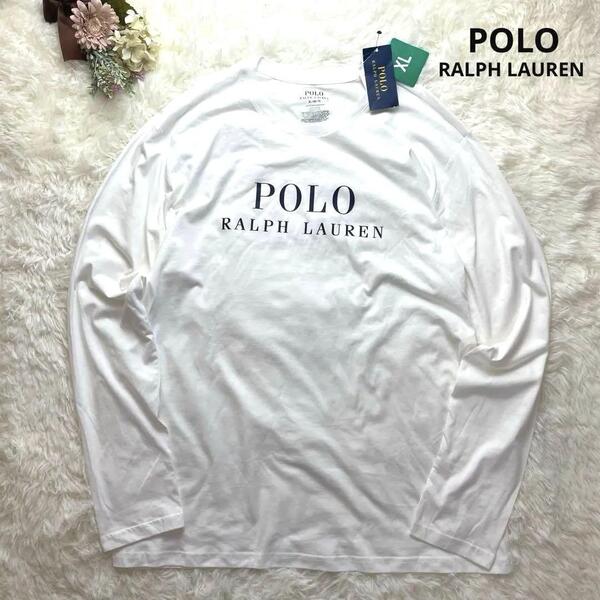 新品タグ付き XLサイズ POLO RALPH LAUREN ポロラルフローレン ビッグロゴ 長袖Tシャツ ロンT コットン 通年 XL 白 ホワイト