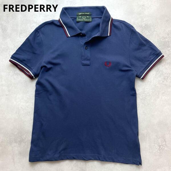 美品 FRED PERRY フレッドペリー 90s 半袖ポロシャツ 鹿の子 鹿子 M12 刺繍ロゴ 月桂樹 ストレッチ 38 M