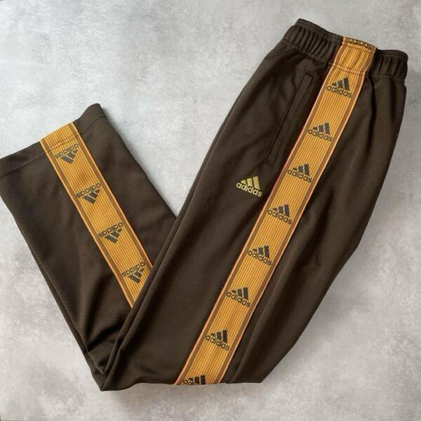adidas アディダス トラックパンツ ジャージ サイドライン ブラウン オレンジ Y2K Trackpants Brown×Orange メンズ Lサイズ相当