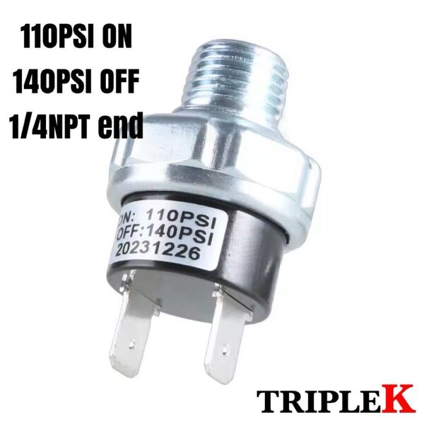 【送料無料】エアサス プレッシャースイッチ 110PSI-140PSI 1/4NPT 12V【検】VIAIR 380C 480C ユニバーサルエアー等に☆