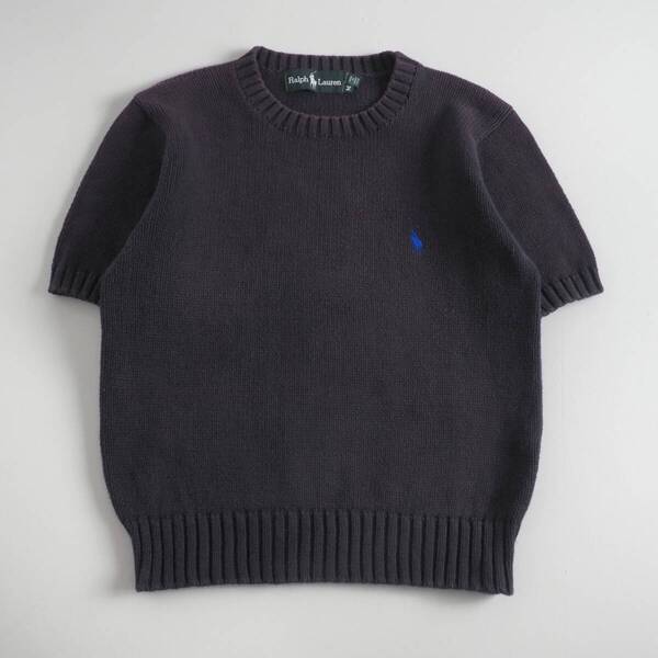 ラルフローレン Ralph Lauren 正規品 サマーニット 半袖 ブラック 青ポニー レディース 美品