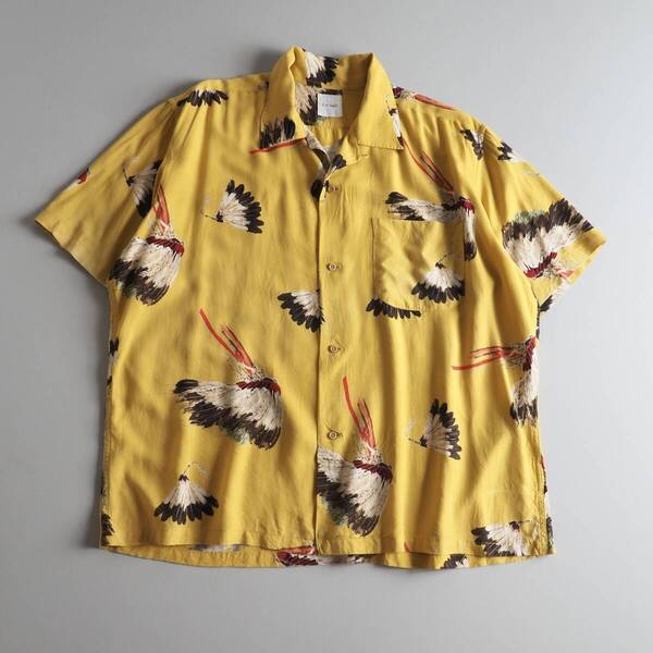 カールヘルム Karl Helmut レーヨン100% アロハシャツ 半袖 鶴柄 メンズ 美品
