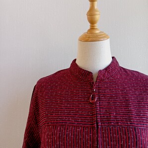 日本製 久留米織 織風 ワンピース 綿100% 七分袖 大きいサイズ