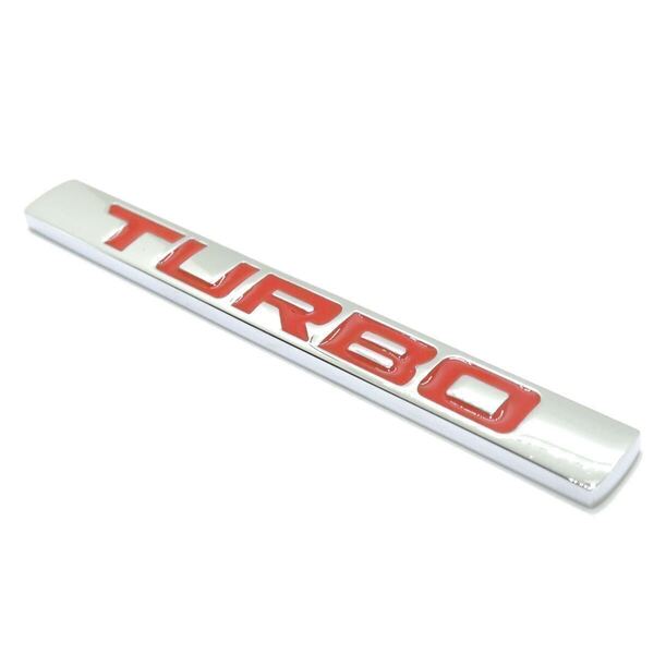 【送料無料】TURBO ターボ ロゴ クロームメッキ レッド 赤文字 エンブレム 外装 内装 車 カスタムパーツ 汎用品 翌日発送