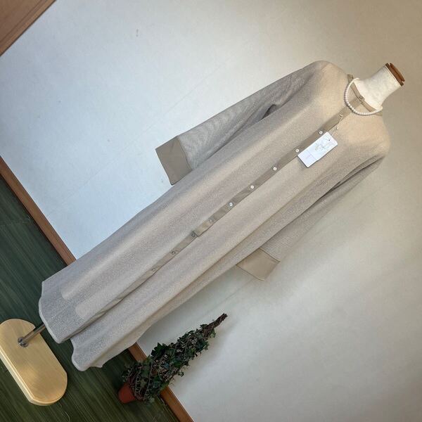 7-7新品 vingtrois バントロア シアーレースロング長袖シャツワンピース ロングカットソータンクノースリープセットアップ 9号 M