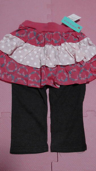 新品 130 スカッツ ピンク 花柄 ドット柄 黒 7分丈レギンスパンツ付ミニスカート 2段フリル スパッツ付 女の子 夏物 秋物 120cm~ 送料無料