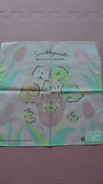 新品 すみっコぐらし ハンカチ ざっそう お花畑 綿100% しろくま とかげ ねこ ぺんぎん? とんかつ えびふらいのしっぽ 女の子 送料無料