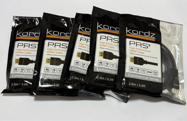 Kordz コーヅ PRS3 PASSIVE 2.0m HDMIケーブル PRS3P-HD0200 4K 60P HDR18Gbps 5個セット