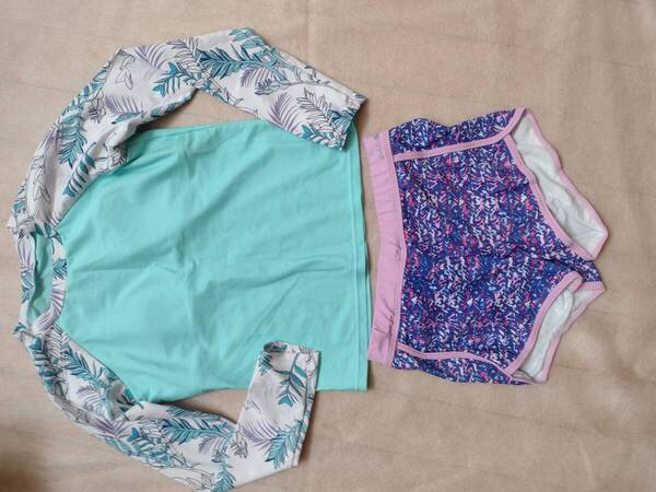 シーイン SHEIN セパレート ラッシュガード 水着 エディバウアーショートパンツ サイズ10-12 ( L 140 140cm ) セット