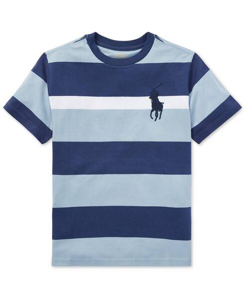 新品タグ付き Ralph Lauren ラルフローレン ビッグポニー コットンTシャツ ストライプボーダー Boys L (14/16)160cm