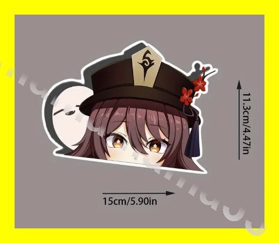 ステッカーNo.1099 車 PC 車 バイク デカール 可愛い シール 女の子 痛車 おばけ~ なんかいる 原神