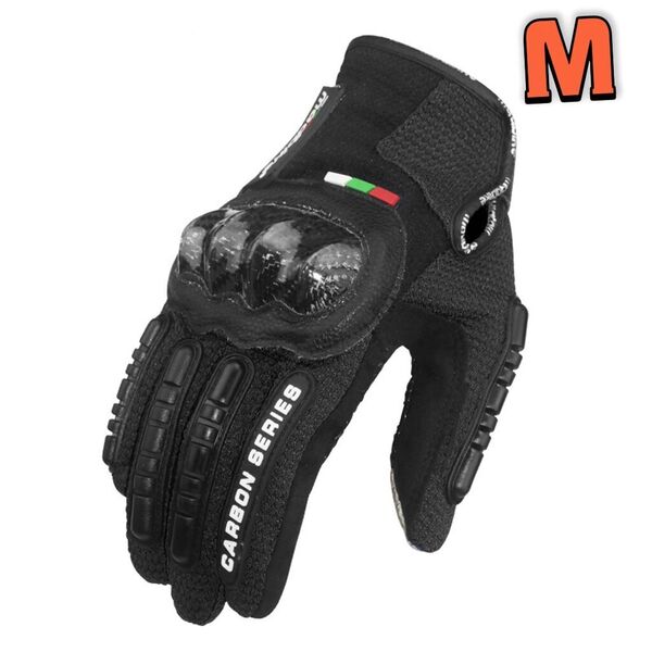【新品黒M】バイクグローブ手袋 ナックルガード 衝撃吸収・滑り止めメッシュ スマホ対応 サイクリング 硬質プロテクション 通気性優れ