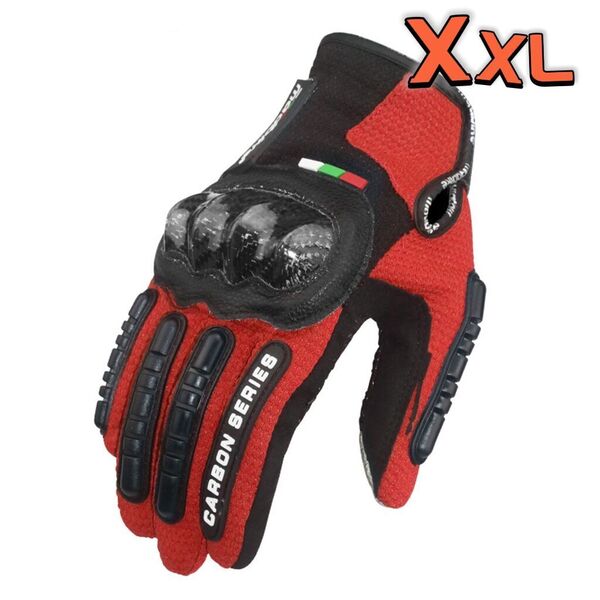 【新品赤XXL】バイクグローブ手袋 ナックルガード 衝撃吸収・滑り止めメッシュ スマホ対応 サイクリング 硬質プロテクション 通気性優れ
