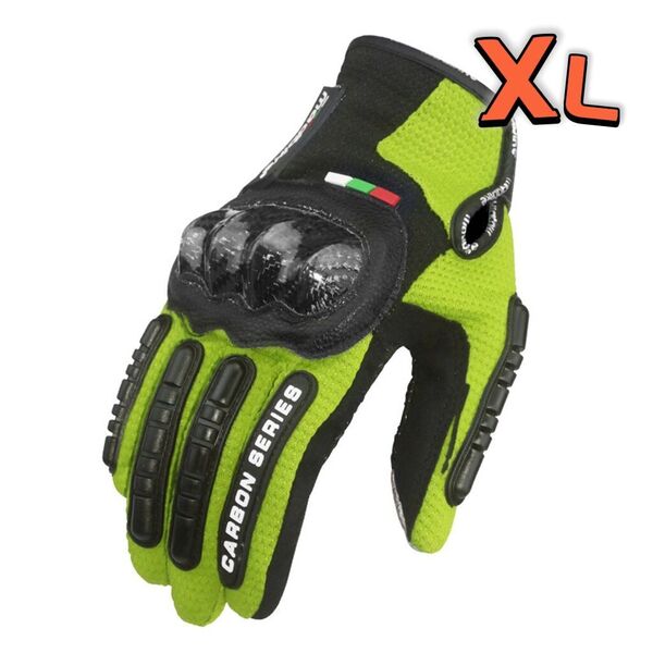 【新品緑XL】バイクグローブ手袋 ナックルガード 衝撃吸収・滑り止めメッシュ スマホ対応 サイクリング 硬質プロテクション 通気性優れ