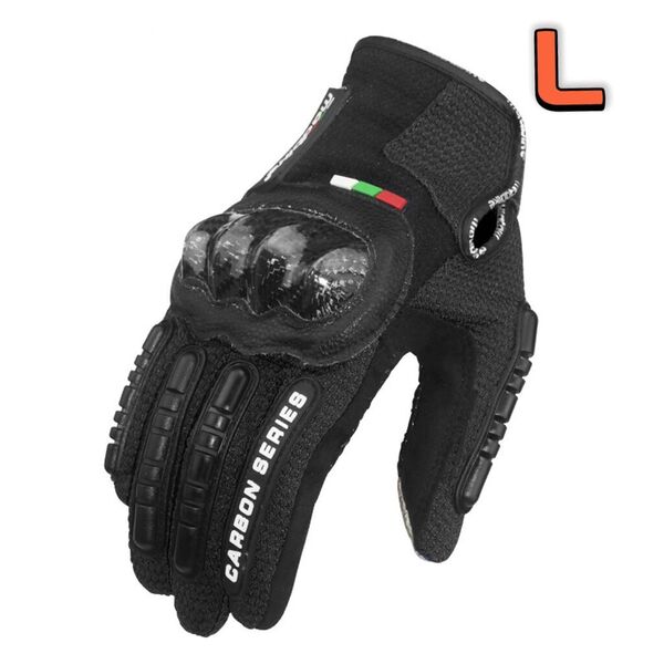 【新品黒L】バイクグローブ手袋 ナックルガード 衝撃吸収・滑り止めメッシュ スマホ対応 サイクリング 硬質プロテクション 通気性優れ