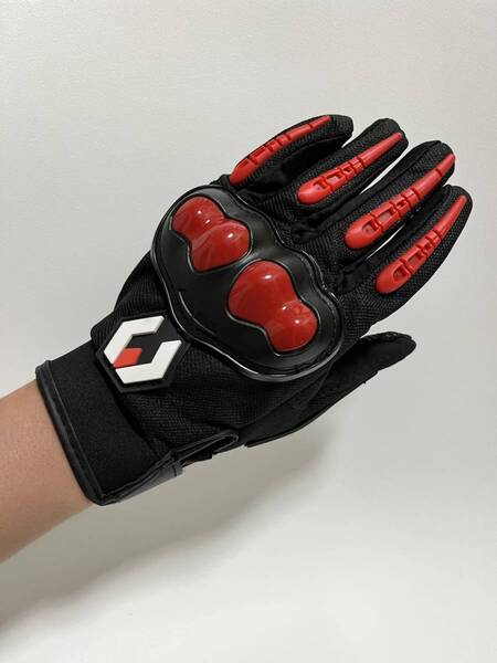 【新品赤L】バイクグローブ 手袋 春夏 ナックルガード ツーリング用 滑り止め 全指 男女兼用 メッシュ 春 夏 サイクリング