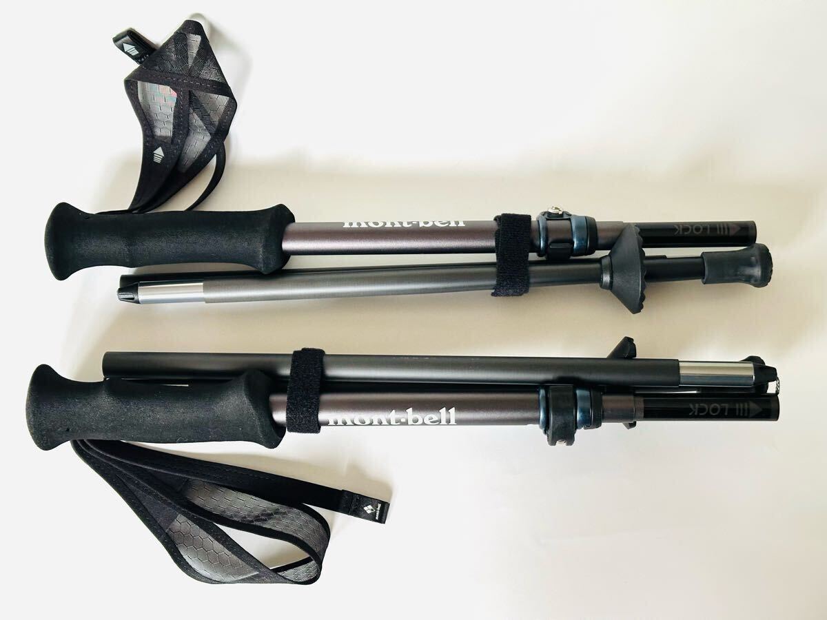 美品 モンベル mont bell アルパイン カーボン ポール S 2本セット 軽量 CARBON トレッキングポール ストック ステッキ アウトドア アルパイン カーボンポール カムロック アンチショック（2本）の