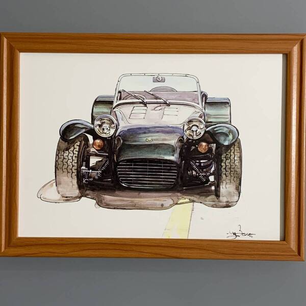 ■BOW/池田和弘■「Caterham Super Seven 1988」/B5額装品/旧車/貴重イラスト/印刷物/インテリア G2897