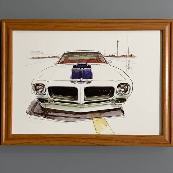 ■BOW/池田和弘■「Pontiac Firebird Trans-Am 455HO 1988」/B5額装品/旧車/貴重イラスト/印刷物/インテリア G2898