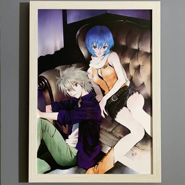 ■エヴァンゲリオン■「CARMINE #6」/A4額装品/貞本義行/綾波レイ/渚カヲル/貴重イラスト/印刷物/インテリア G2917