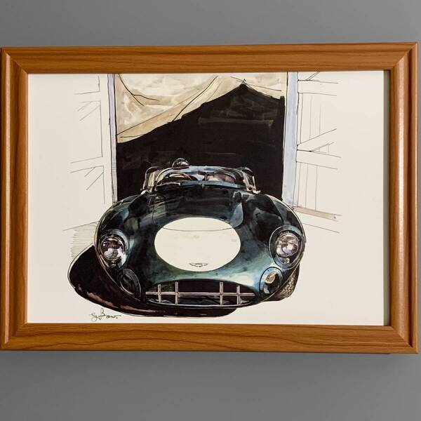 ■BOW/池田和弘■「Aston Martin DRB 1/Zagato 1986」/B5額装品/旧車/貴重イラスト/印刷物/インテリア G2930