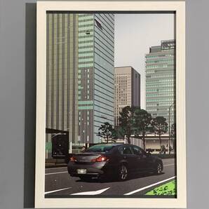 ■鈴木英人■「SKYLINE V36 日産ビル 2012」/A4額装品/スカイライン/貴重イラスト/印刷物/インテリア G2993