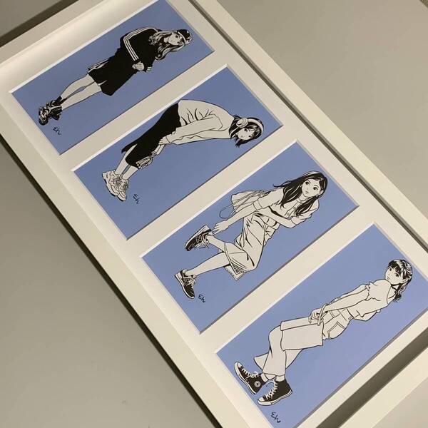 ■江口寿史■「彼女 #1」/57×30cmマット額装品/美人画/貴重イラスト/印刷物/インテリア G3016
