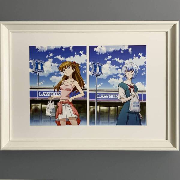 ■エヴァンゲリオン■「ローソン エヴァンゲリオンキャンペーン 2009-2010」/A4額装品/スタンド付/アスカ/レイ/貴重イラスト/印刷物 G3036